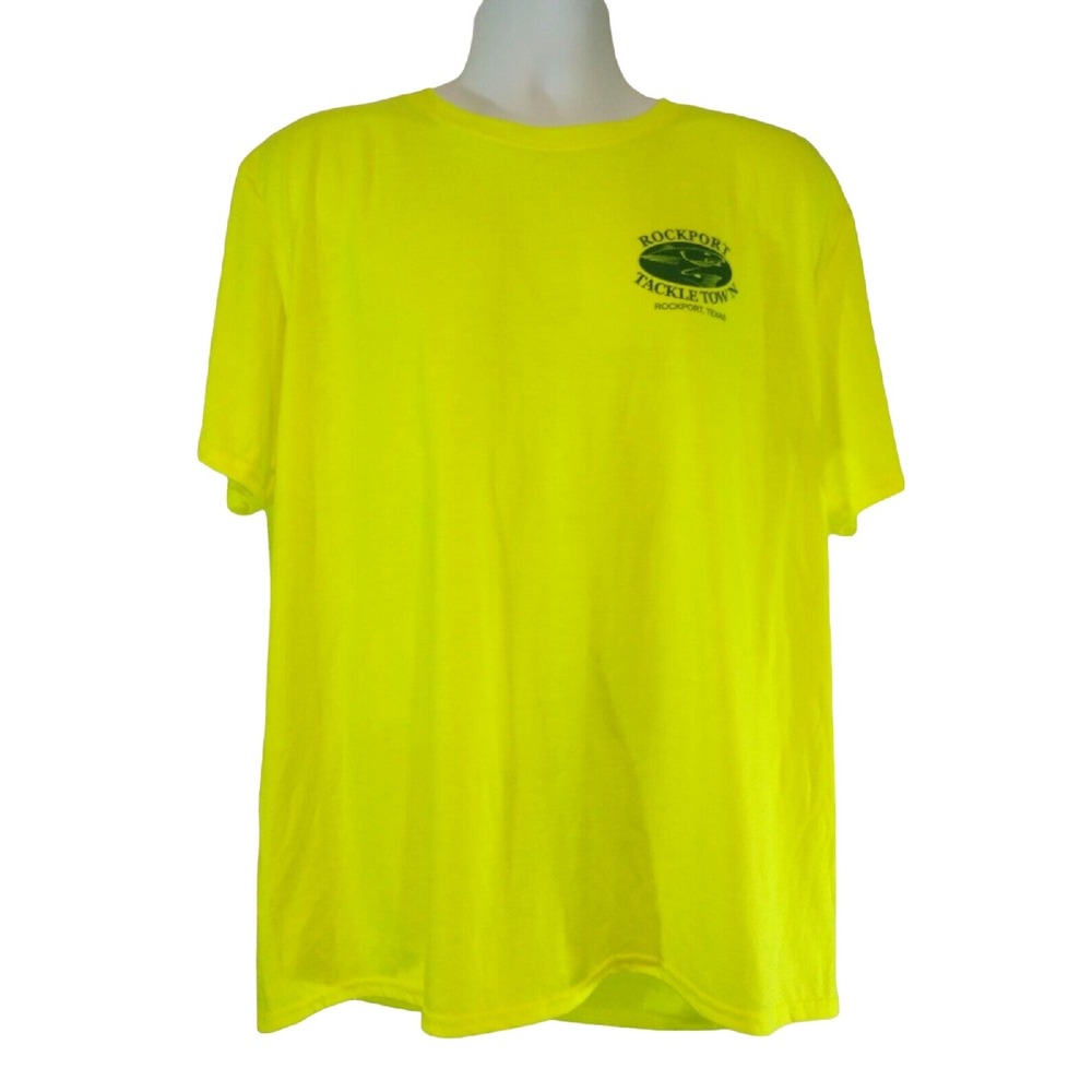 Rockport Tx Gildan Shirt Mens XL Yellow Tackle Town Fishing‎ Shirt